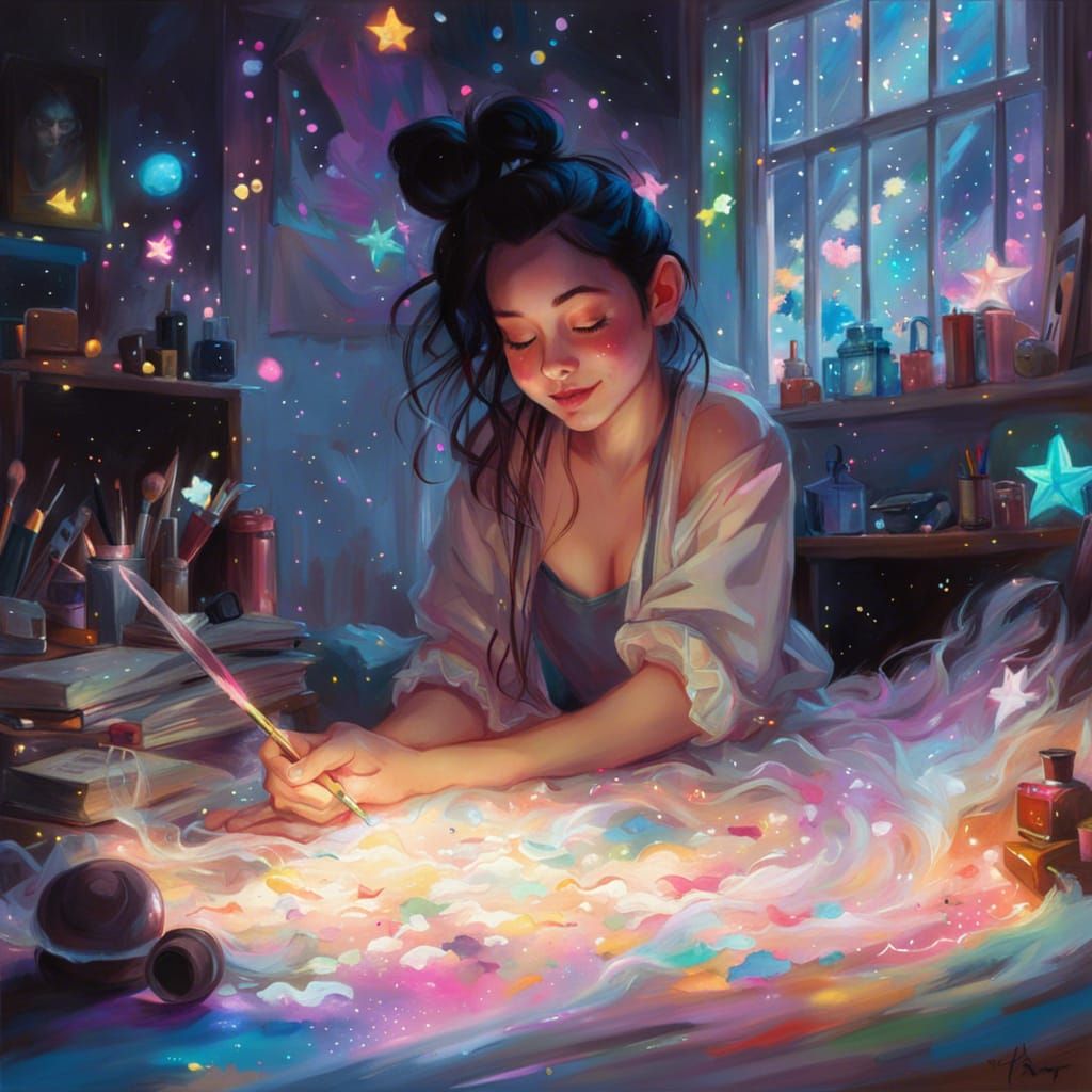 Enchanted Fairy Art Studio with Rainbow Particles