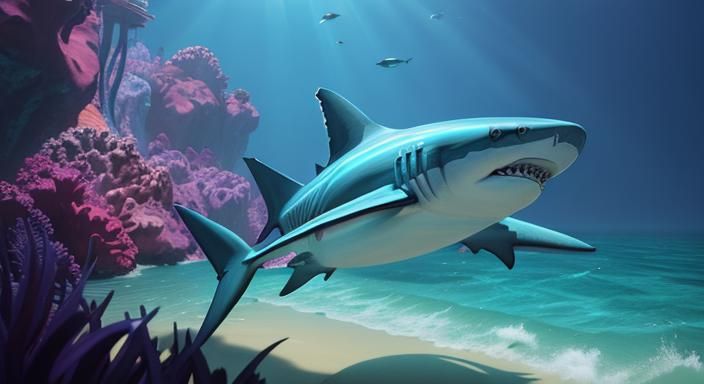 Beautiful Ocean Shark: 3D Digital Art