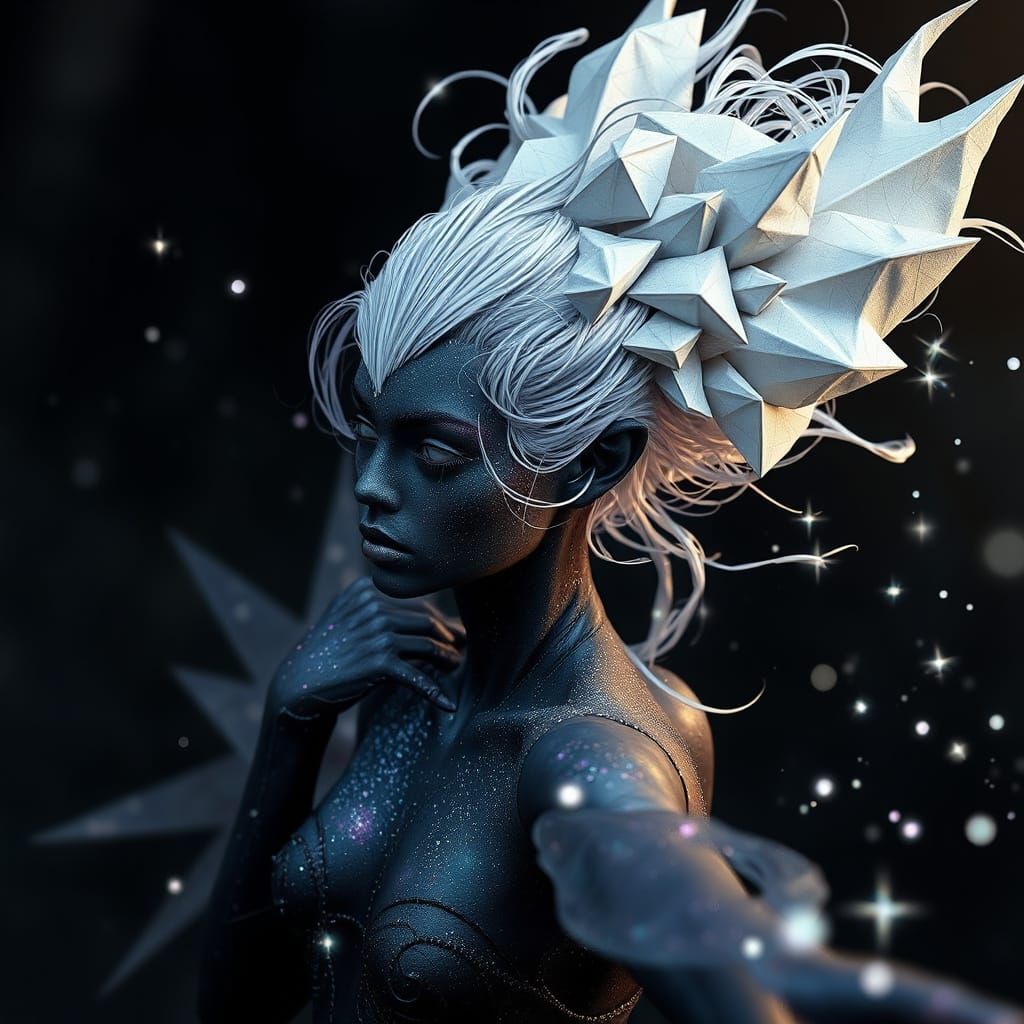 Cosmic Fairy Twirling in Volumetric Light