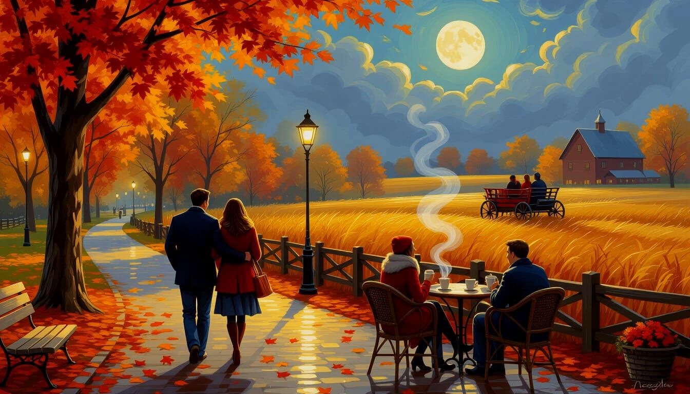 Romantic Autumn Date Night in Impressionist Style
