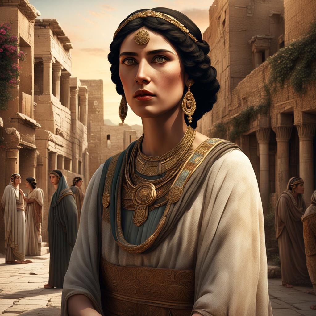 Intriguing Carthaginian Woman Lost in Thought