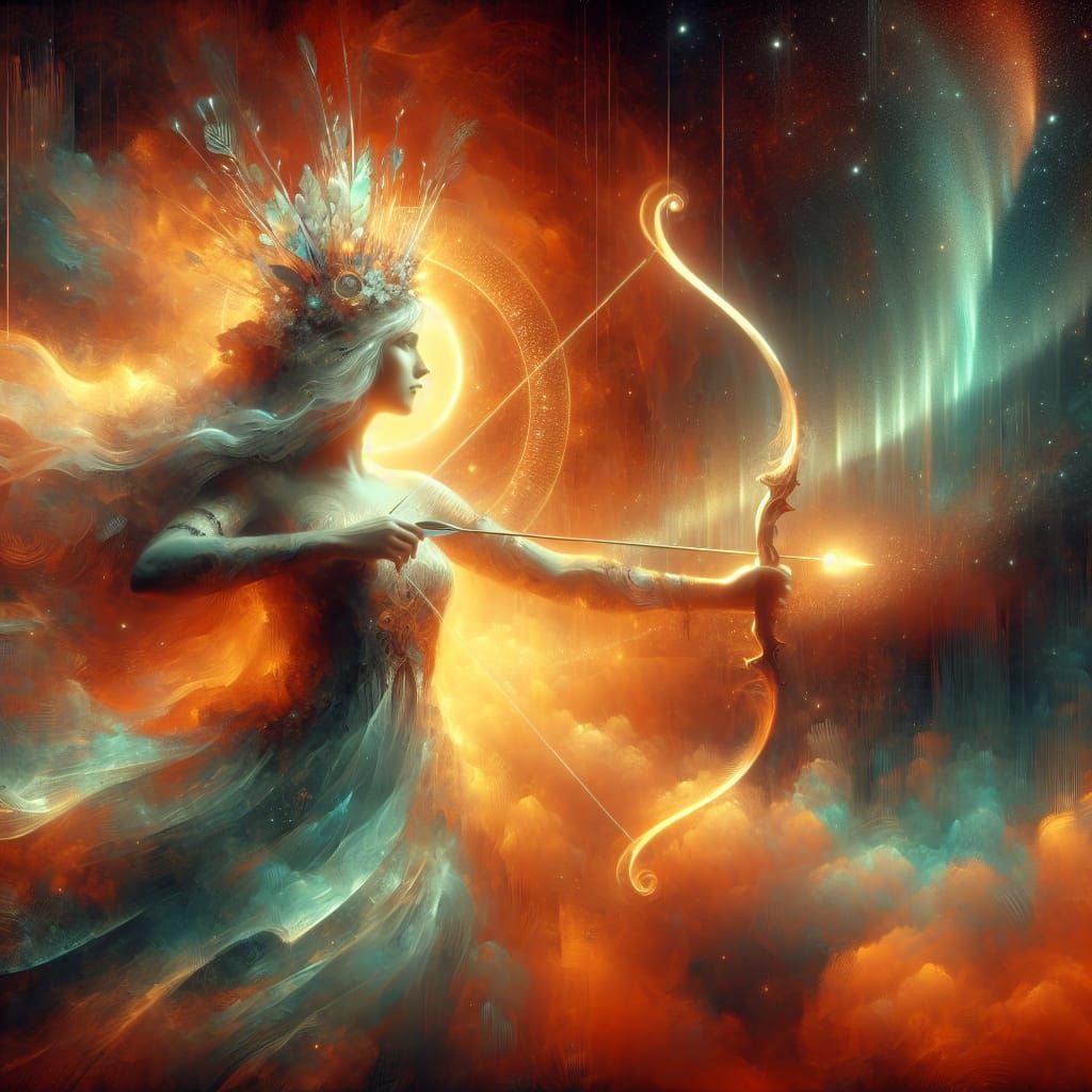 Moon Princess Archer in Romantic Watercolor Style