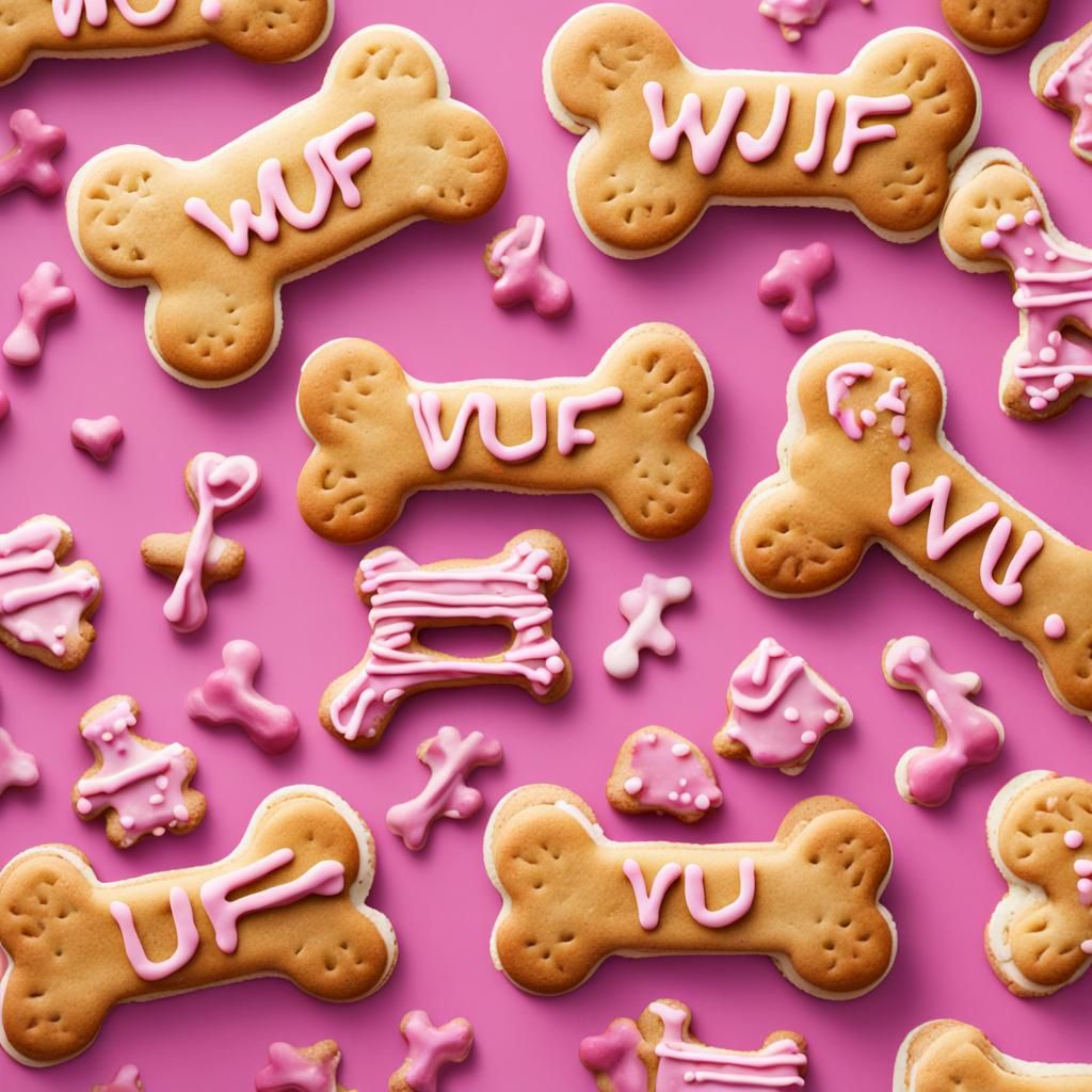 Dog Bone Biscuits with Pink 'I WUF U' Icing