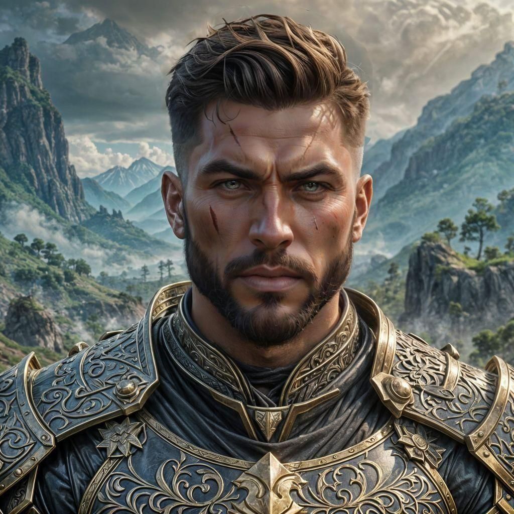 Epic Fantasy Warrior in Detailed Armor, Digital Art