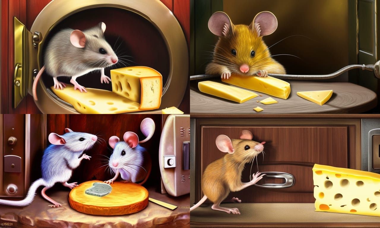 Mouse Thief Stealing Cheese from Vault, Digital Painting