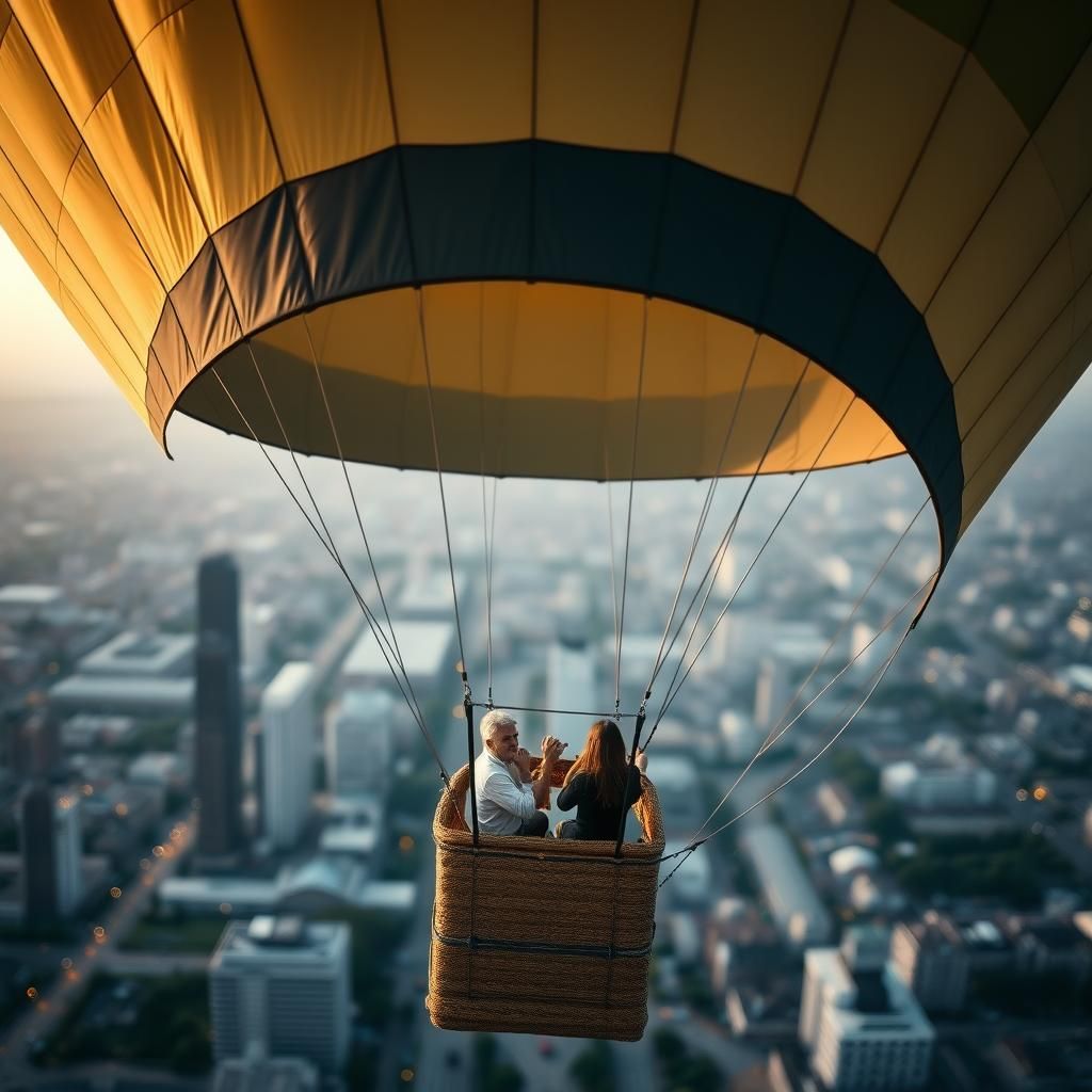 Hot Air Balloon Flight Over Cityscape