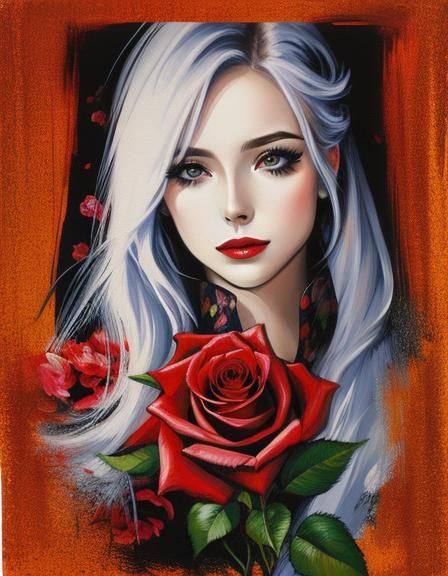 Floral Portrait Art Print, Digitally Enhanced