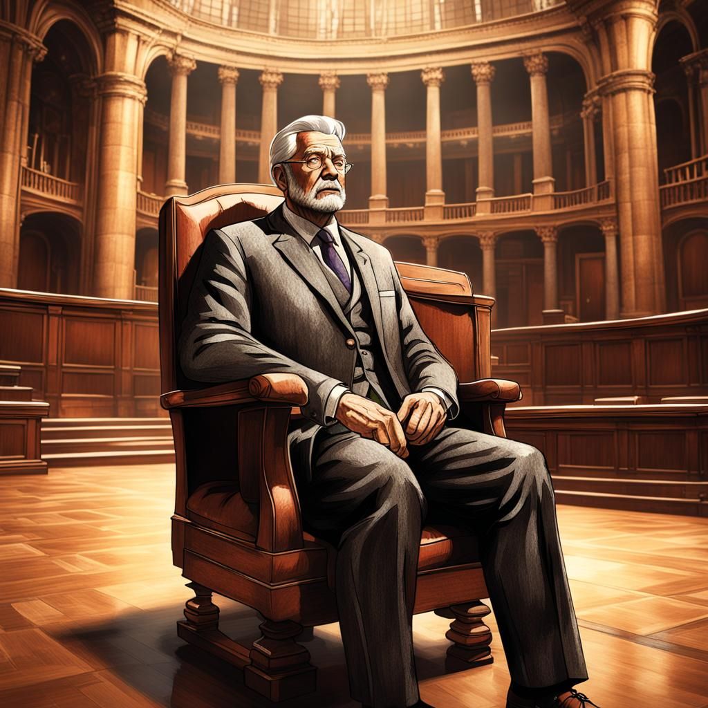 Solitary Politician in Empty Parliament Hall