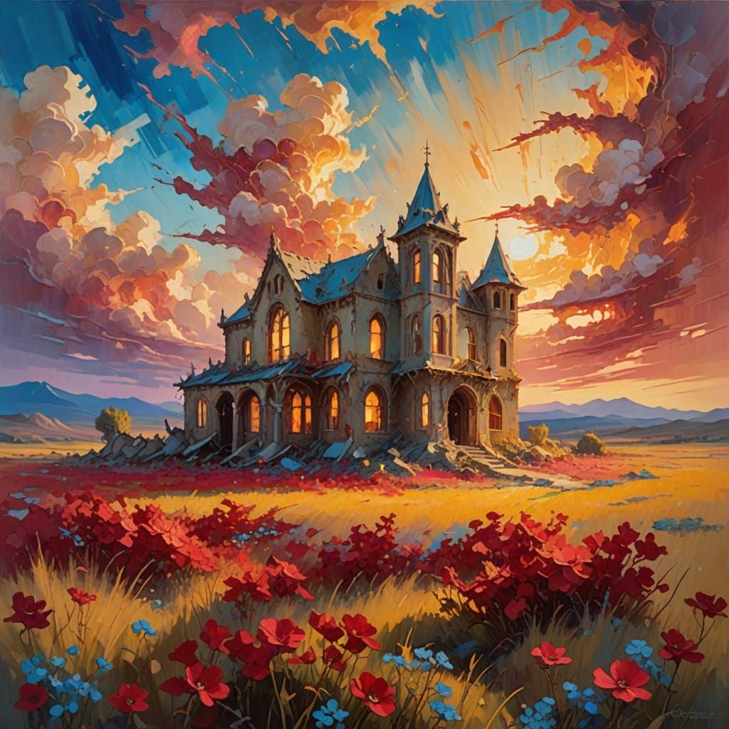 Surreal Impressionistic Landscape with Runebright Wisp