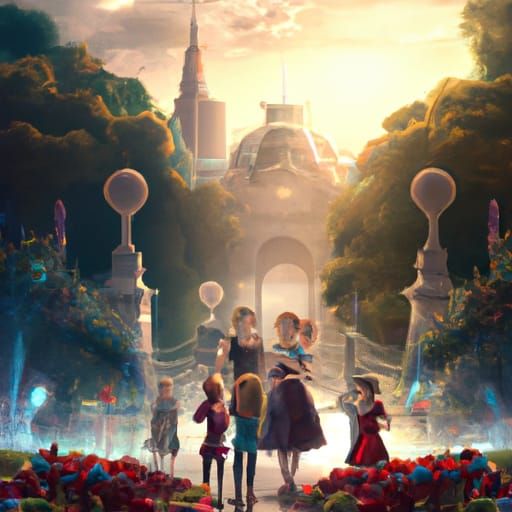 Vienna Spring Rosengarten: Friends, Detailed Matte Painting