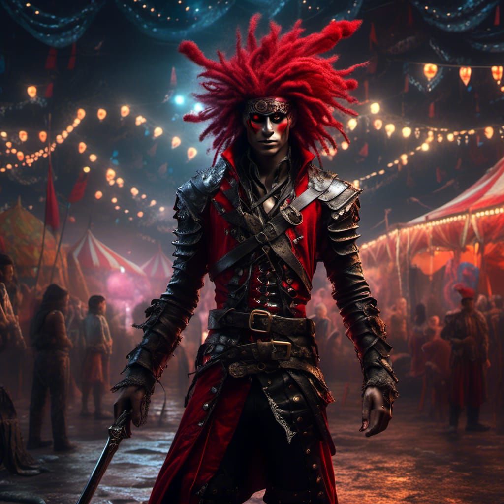 Elf Warrior in Circus Spotlight, Fantasy Art