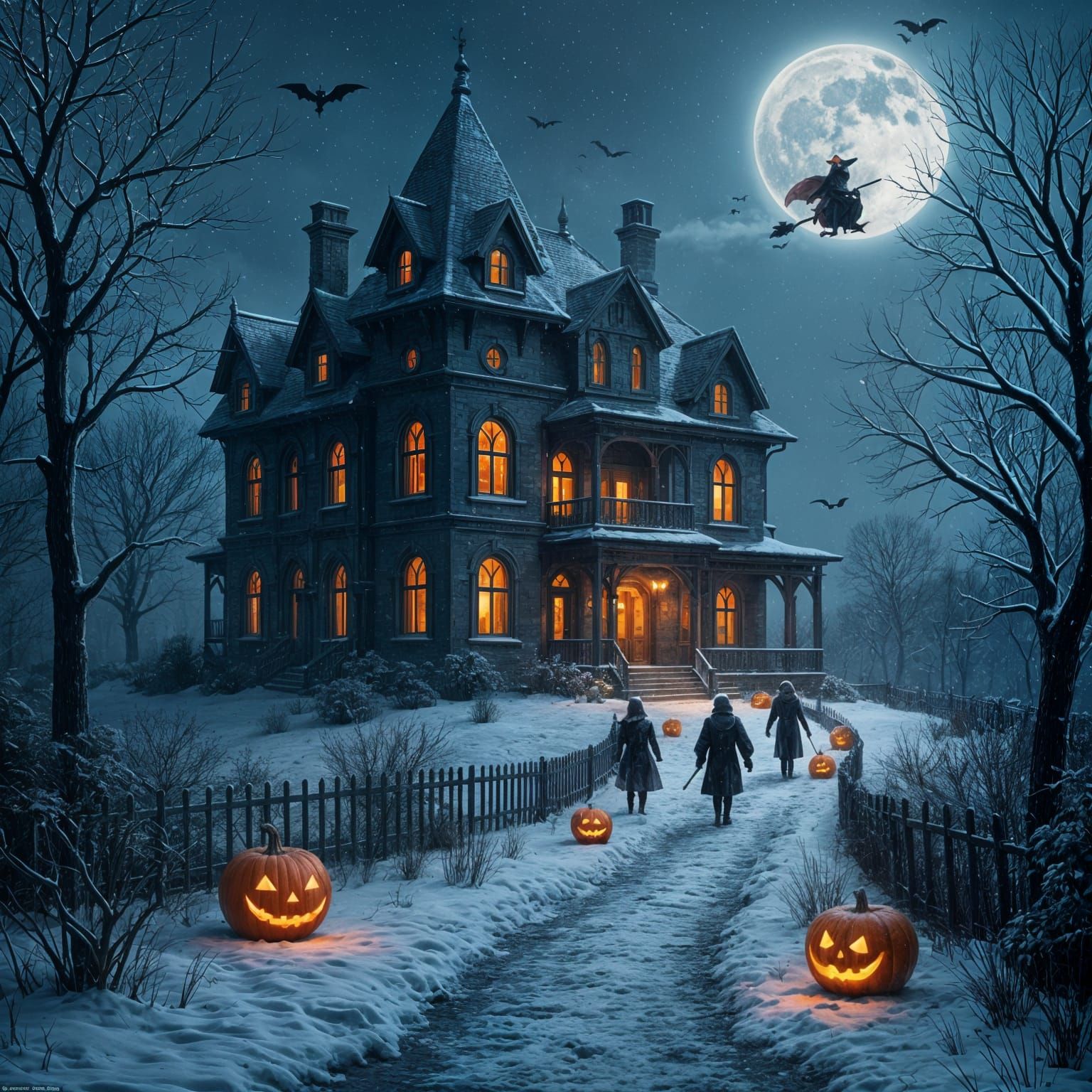 Mysterious Wintery Mansion Halloween Party Invitation