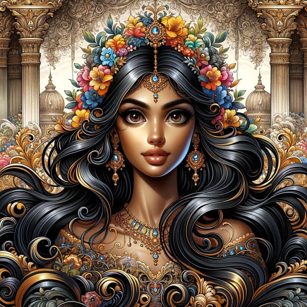 Majestic Indian Bride in Lavish Rococo Florals