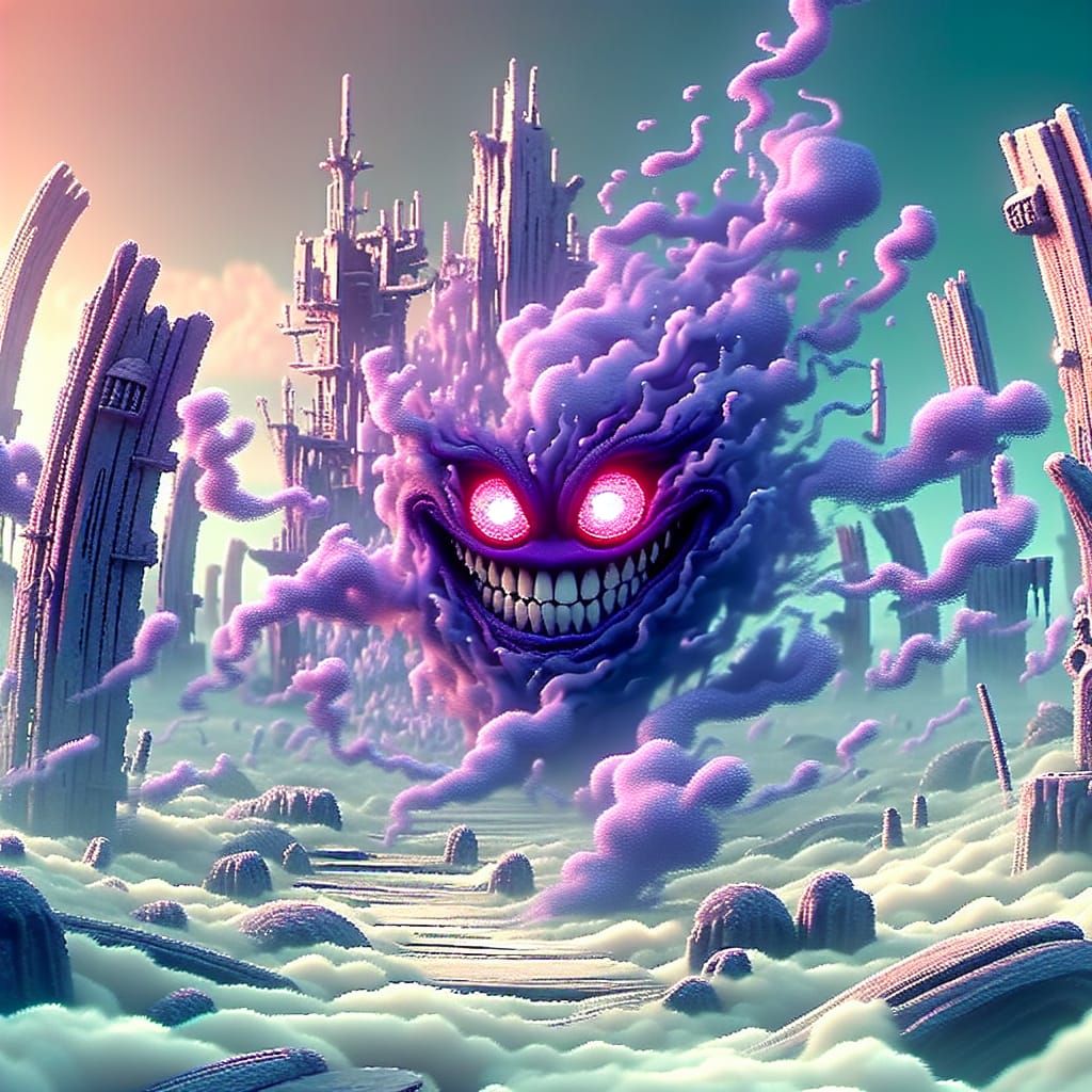 Paradoxical Ghostly Creature in Surreal Cartoon World