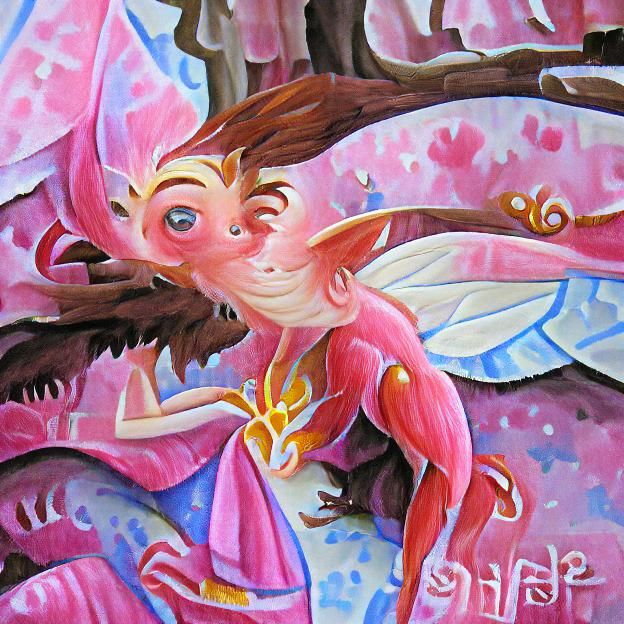 Pink Fairy Spirit in Gouache Storybook Illustration