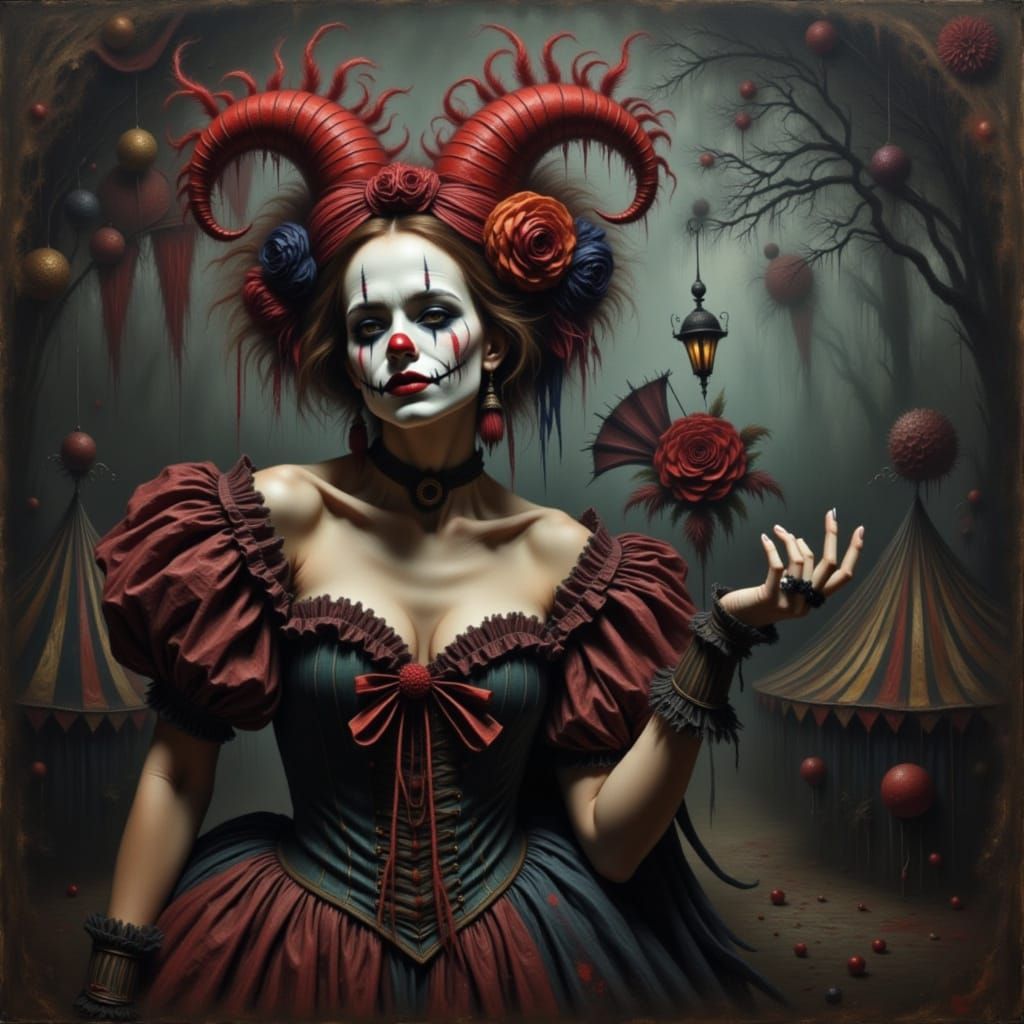Creepy Circus Scene with Noir and Intensity