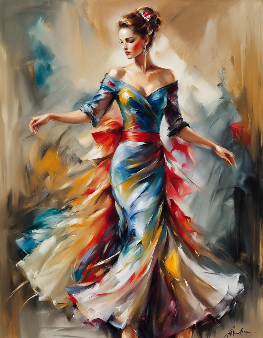 Flamenco Dancer in Oil Painting Style