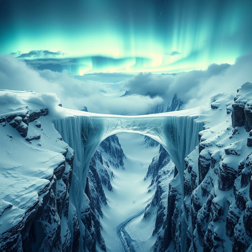 Ethereal Ice Bridge in a Blizzard