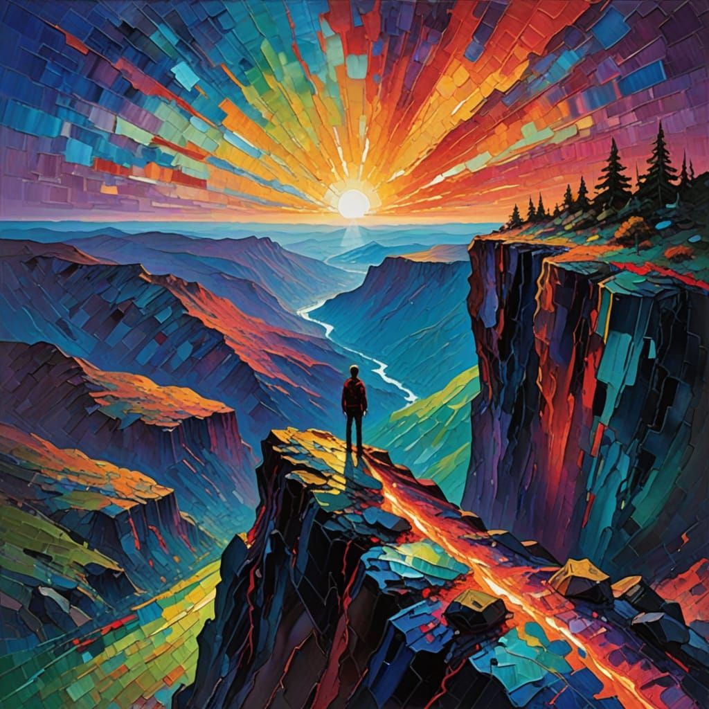 Figure Between Hope and Hell in Impasto Style