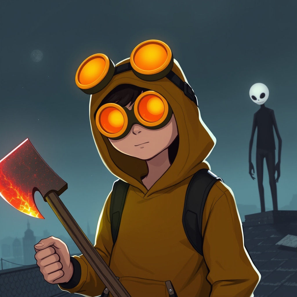 Ticci Toby with Axe on Rooftop