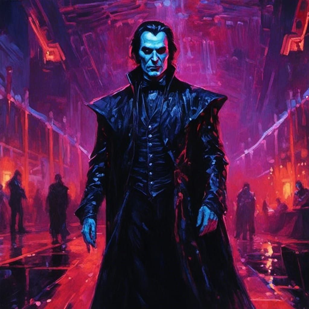 Cyberpunk Vampire Rave Portrait in Digital Painting Style