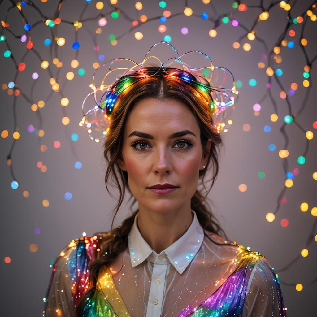 Rainbow Portrait: Mandy Thompson in Fairy Lighting