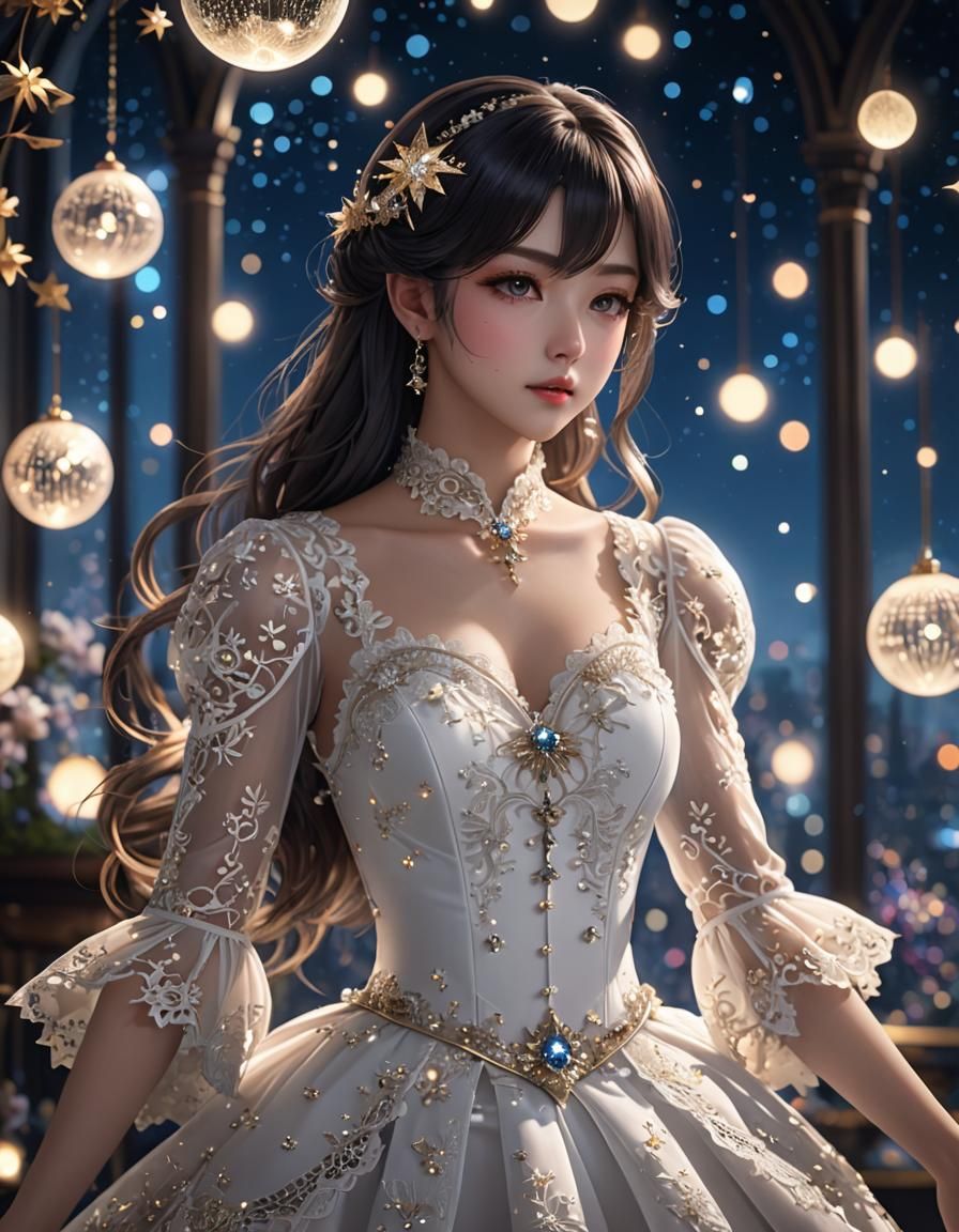 Lace Ballroom Suit with Moon and Stars Bokeh