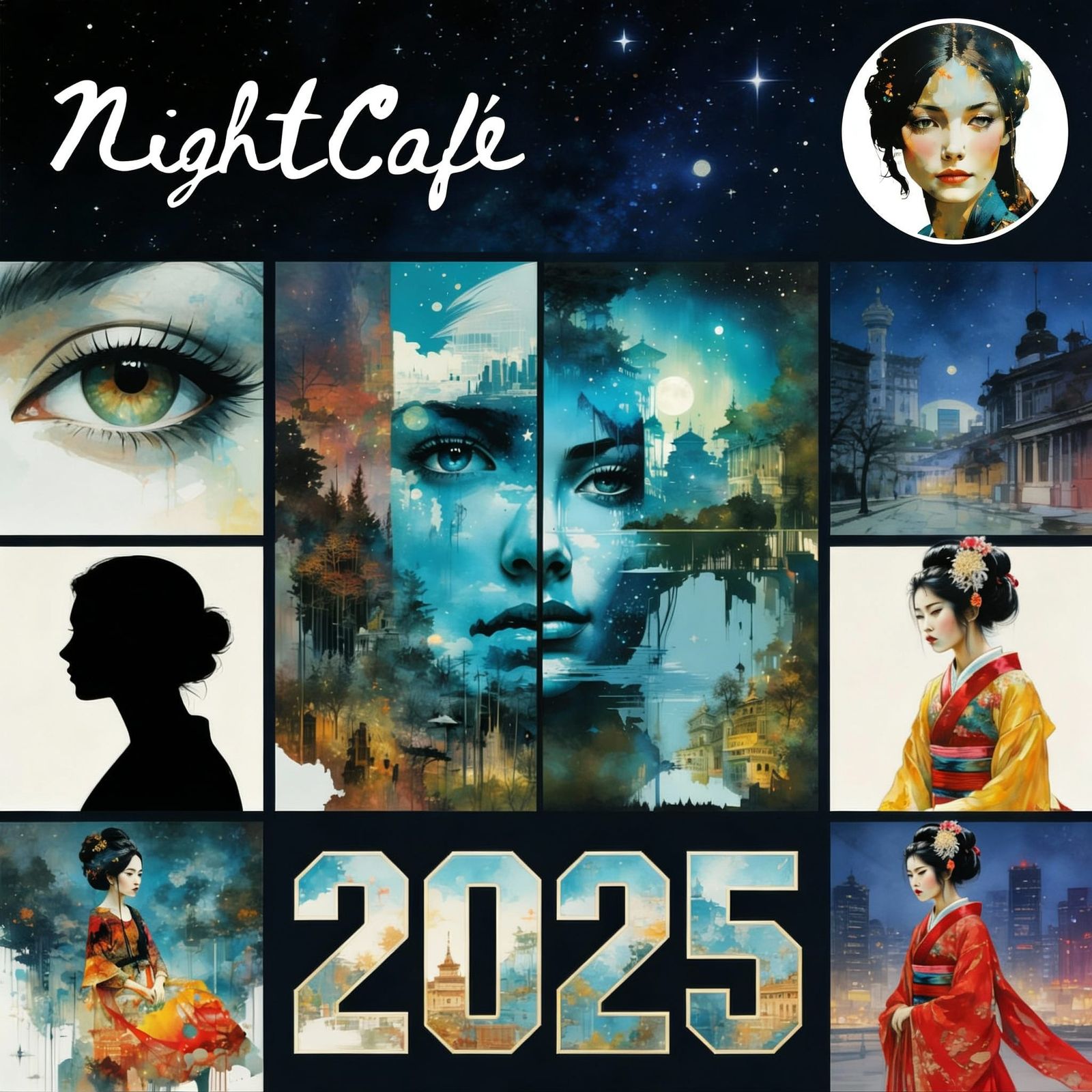 AI Collage of 2025's Top NightCafe Artworks