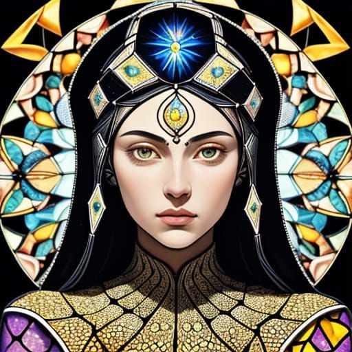Starlight Face in Symmetrical Sacred Geometric Style