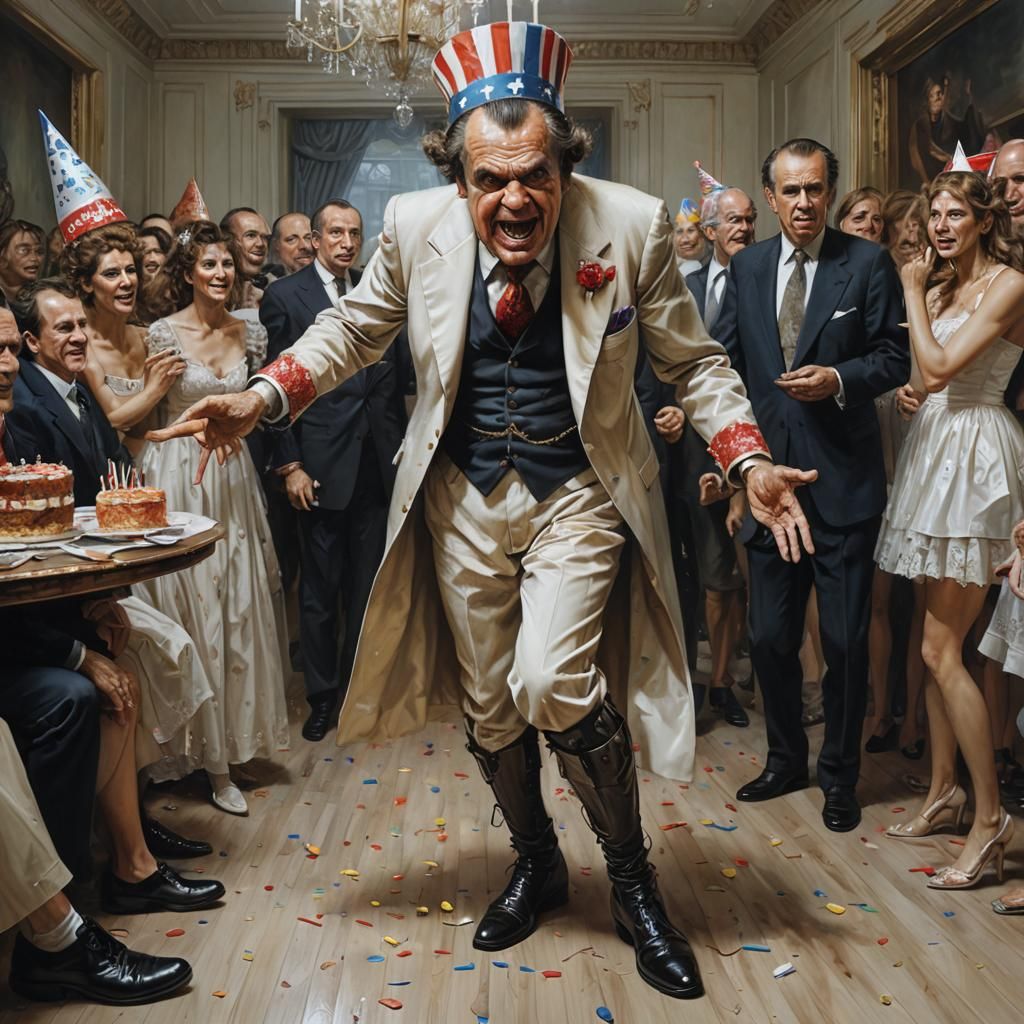 Nixon as Court Jester in Humorous Portrait