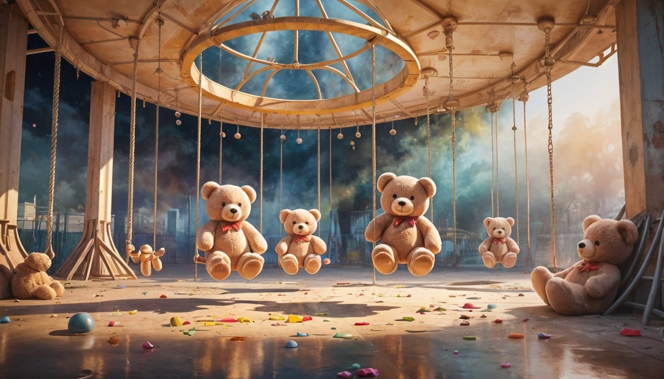 Surreal Watercolor Kidcore Playground in Liminal Space