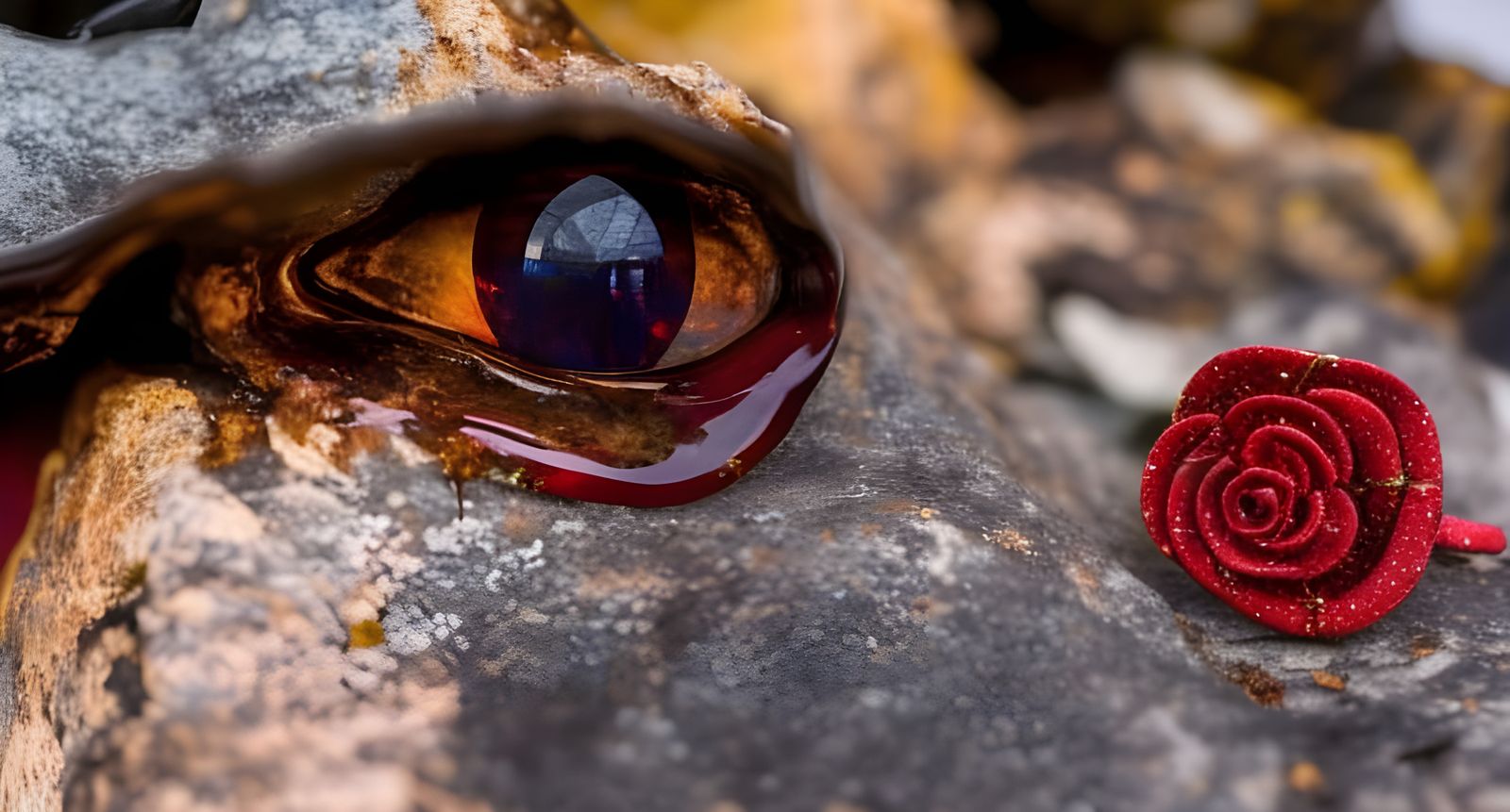 Dramatic Red Rose in Detailed Digital Painting