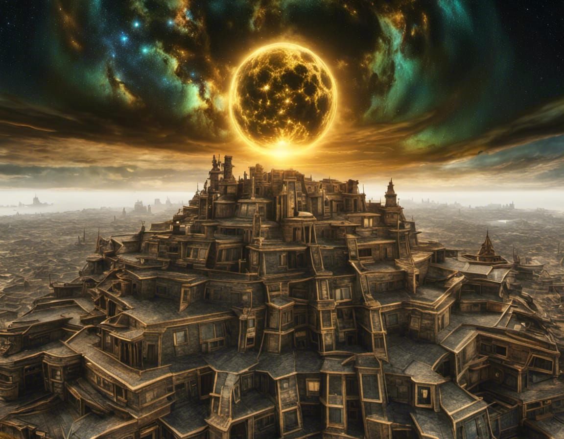 Surreal Geometric Landscape in a Bizarre Art Style