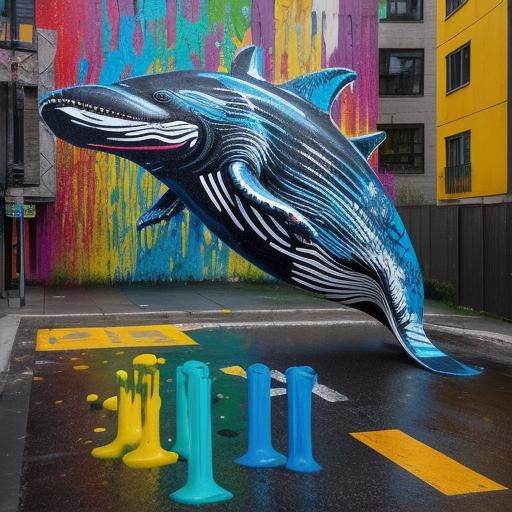 Candy Whale Street Art in Vibrant Colors