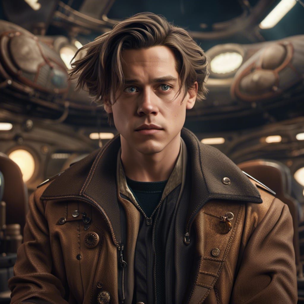 Reckless Smuggler Portrait on Starship in Detailed Matte Pai...