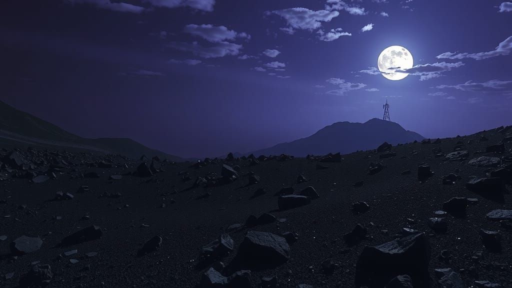 Haunting Dark World of Rocky Terrain at Dusk