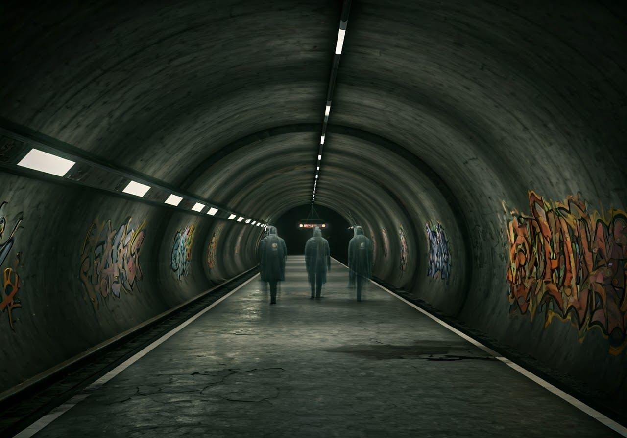 Haunted Subway: Dystopian Brutalist Triptych
