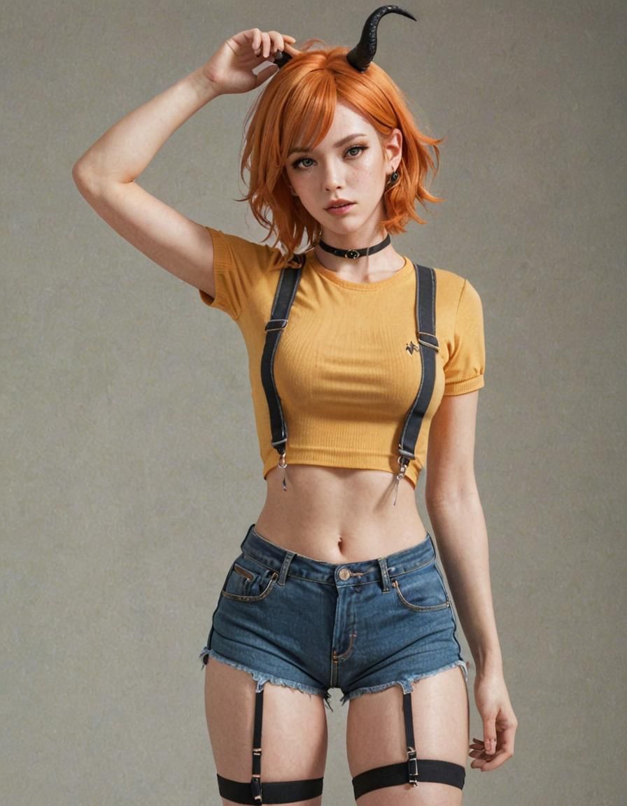 Sensual Demonic Angel Witch in Hyperrealistic Anime Style