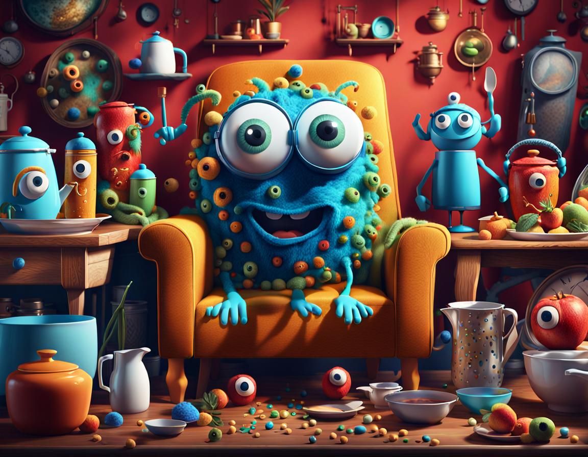 Funky Googly-Eyed Household Characters: Detailed Matte Paint...