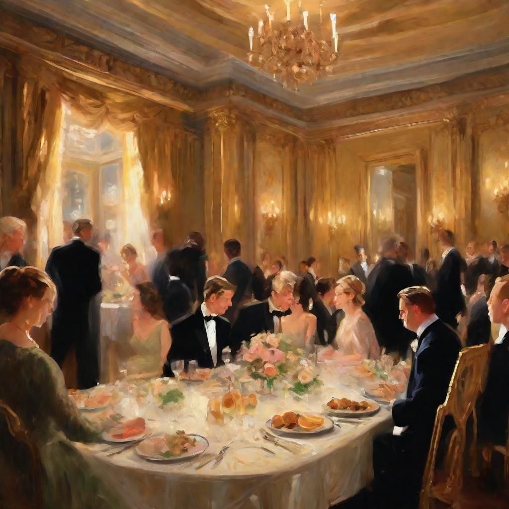 Pate Party at Luxurious Mansion in Impressionist Style