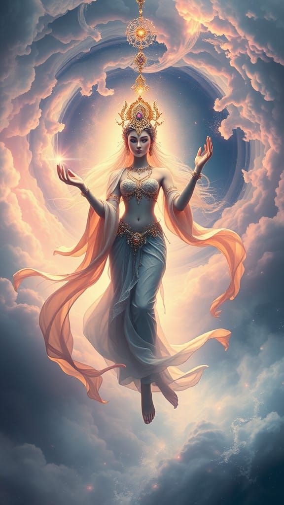 Ethereal Apsara in Dreamlike Celestial Realm