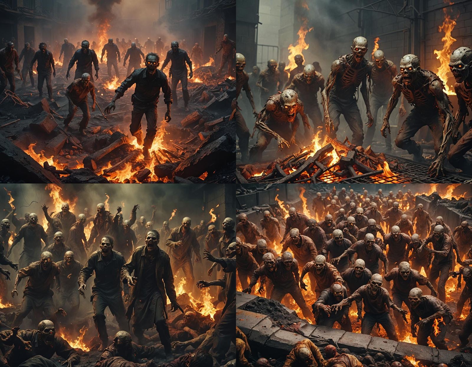 Sci-Fi Zombies Burning in a Pit