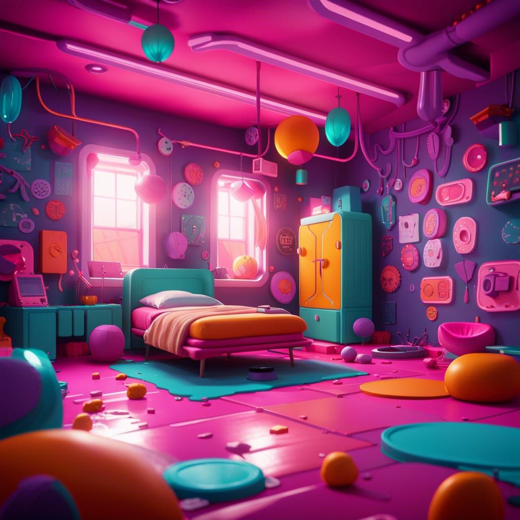 Fall Guys Inspired Room: Detailed Matte Painting