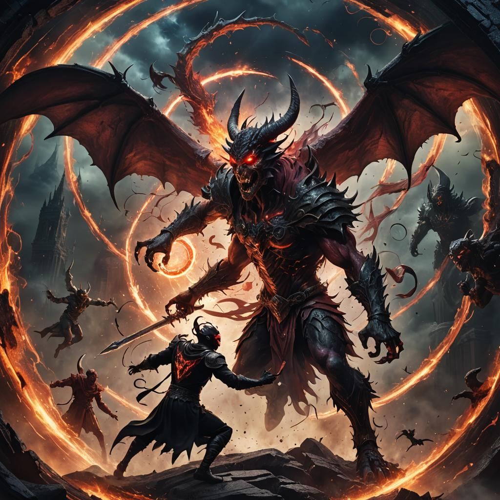 Demonic Battle Over Angel Near Blackhole