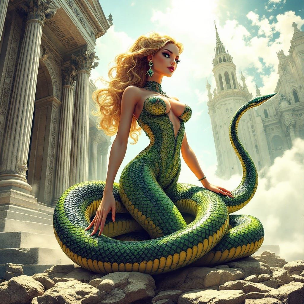 Ethereal Goddess Emerges from Temple Ruins