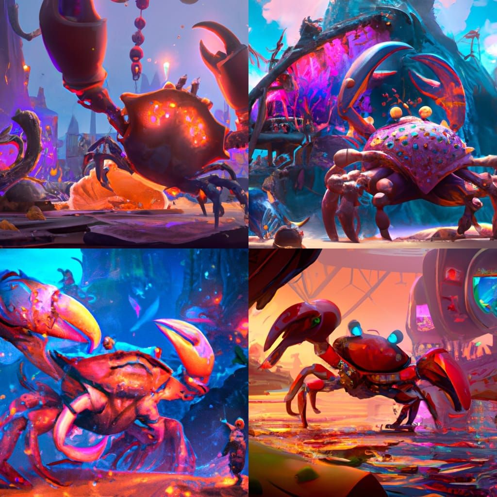 Detailed Matte Painting of a Crab Rave