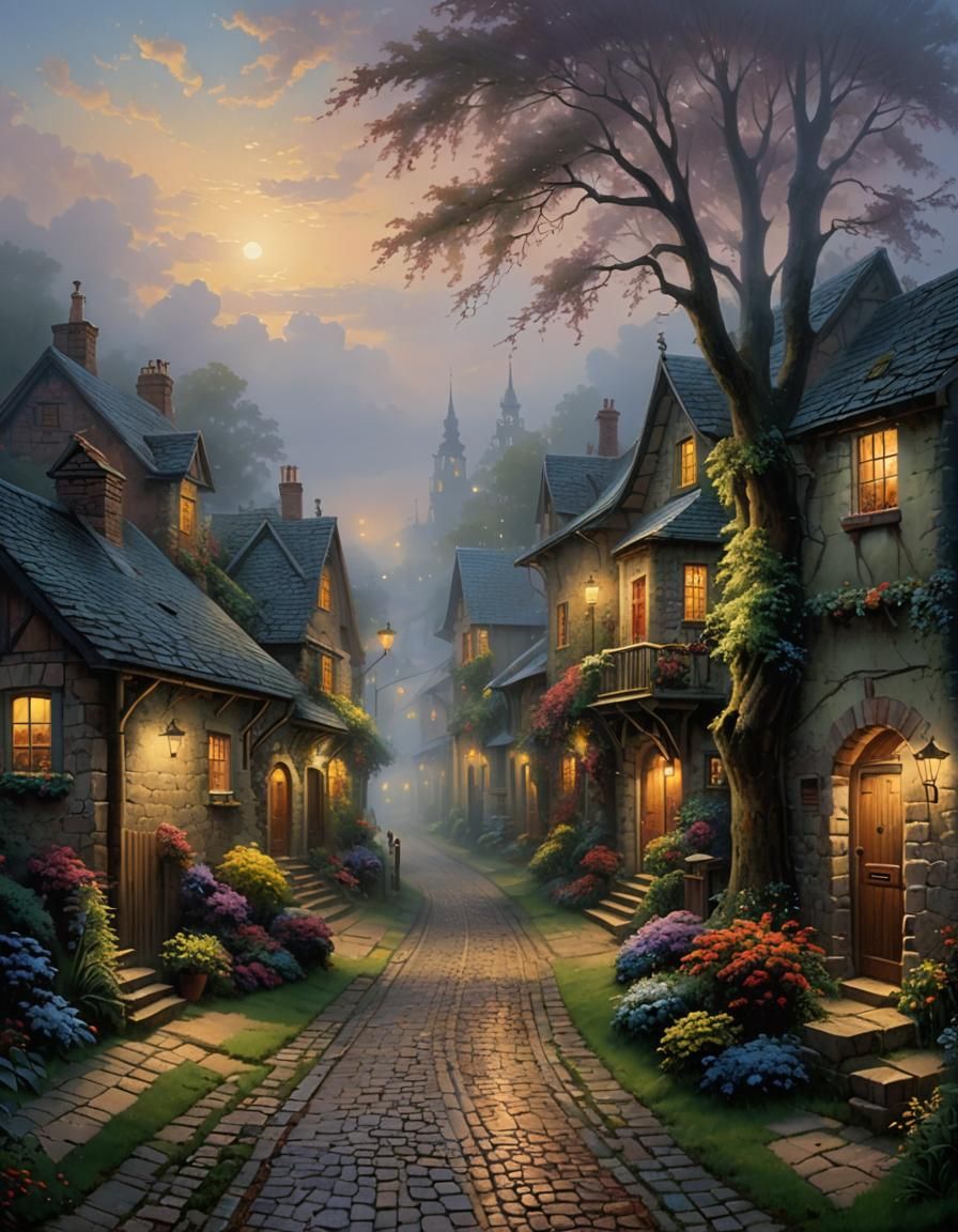 alley at foggy  evening