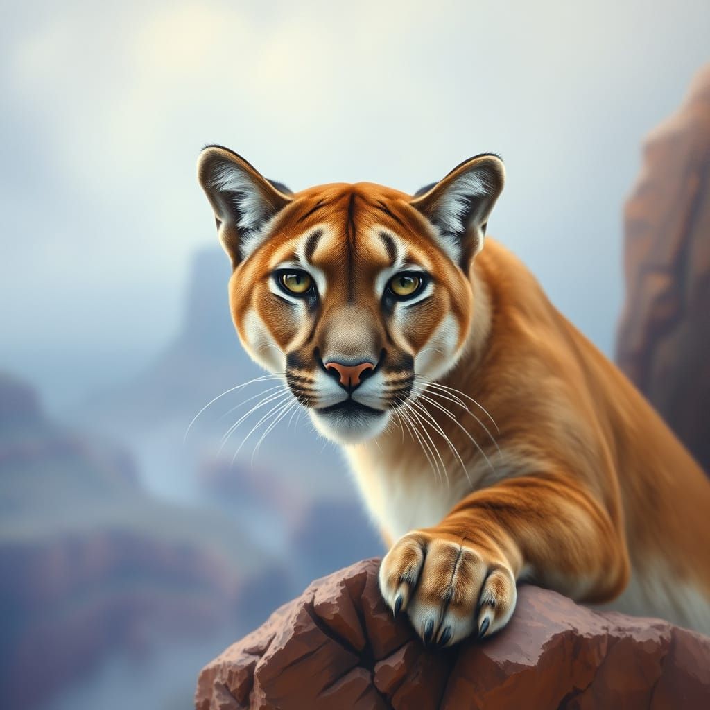 Cougar Portrait on Grand Canyon Crag