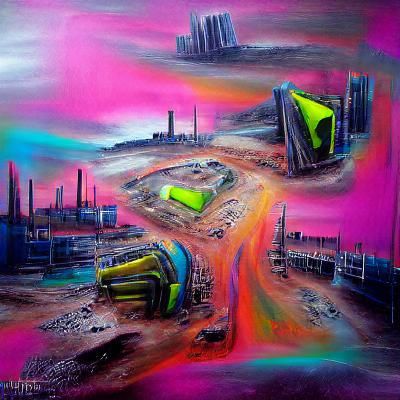 Neon Futuristic Wasteland in Space: Hyperrealism