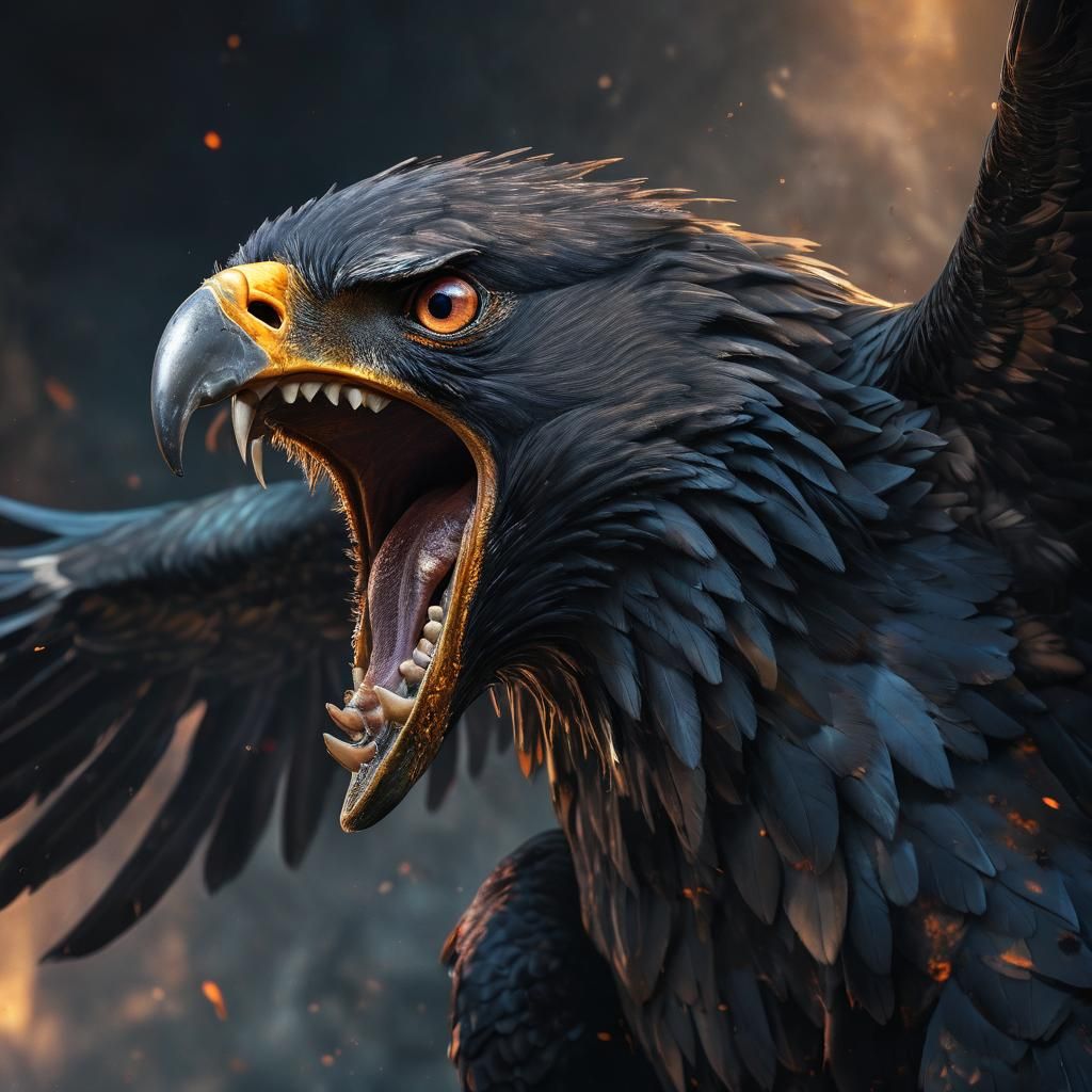 Furious Black Eagle Screaming: Dark Fantasy Concept Art